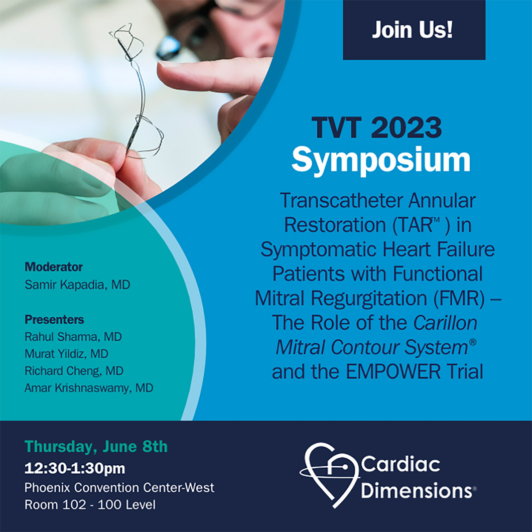 Going to TVT? You’re invited to a 6/8 symposium to learn about the EMPOWER Trial studying the Carillon Mitral Contour System® for HF patients with FMR. Hear from @ClevelandClinic, @Stanford and @UCSF PIs. See you there!

#cardiotwitter #cardiology #heartfailure #mitralvalverepair