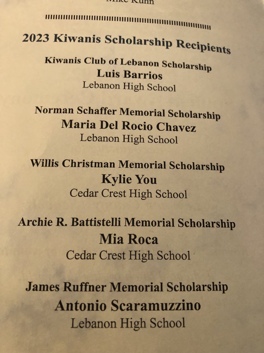 Congratulations Luis Barrios, Maria Chavez, &amp; Antonio Scaramuzzino on receiving Kiwanis Scholarships today.