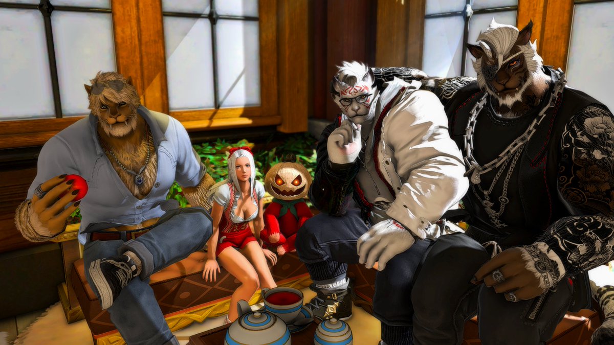 A group visiting the doctor again, the great transformation of our dear pumpkin in the clinic! (Someone got some donor treatments again too) 

The Nine Lives Pharmacy at Tonberry- Lavender Beds W30 P8, cool big cat Doc btw.

With/ @LostRodan <a href="/FrenFloral/">Fren Floral</a>  <a href="/saoaeternam/">Saoirse Aeternam</a>