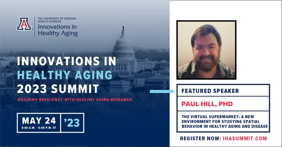 UAZHealthyAging's tweet photo. Join us next week in Washington, DC or online to hear about this exciting new VR research by Paul Hill, PhD. @UArizona is the place for aging-focused innovation! Learn more and register at https://t.co/xlEAiSUDKm https://t.co/0dNRTNCiM3