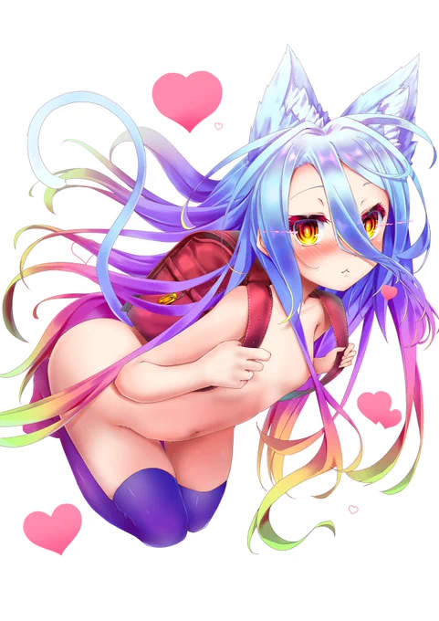 #ノゲノラ絵描き交換会 ラフ 榎宮祐先生  線画 兎崎るいさん  塗り 私 担当ではなかったけど、塗ってしまった!  猫耳白ちゃんで全裸ランドセル+ニーソという…性癖つよつよすぎて ラフ見た瞬間、先生さすがです!って思いましたね… ちょー好きです、ありがとうございます