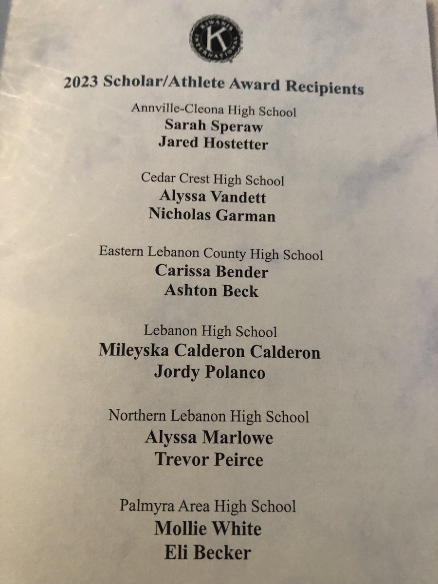 Congratulations 2023 Kiwanis Scholar/Athlete Recipients Mileyska Calderon Calderon &amp; Jordy Polanco