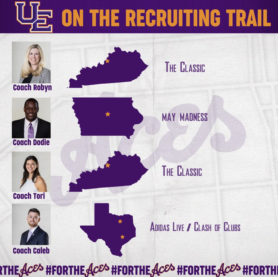 Our coaches are hitting the road and ready to see some great hoops this weekend 🏀

#ForTheAces x #PlayToWin