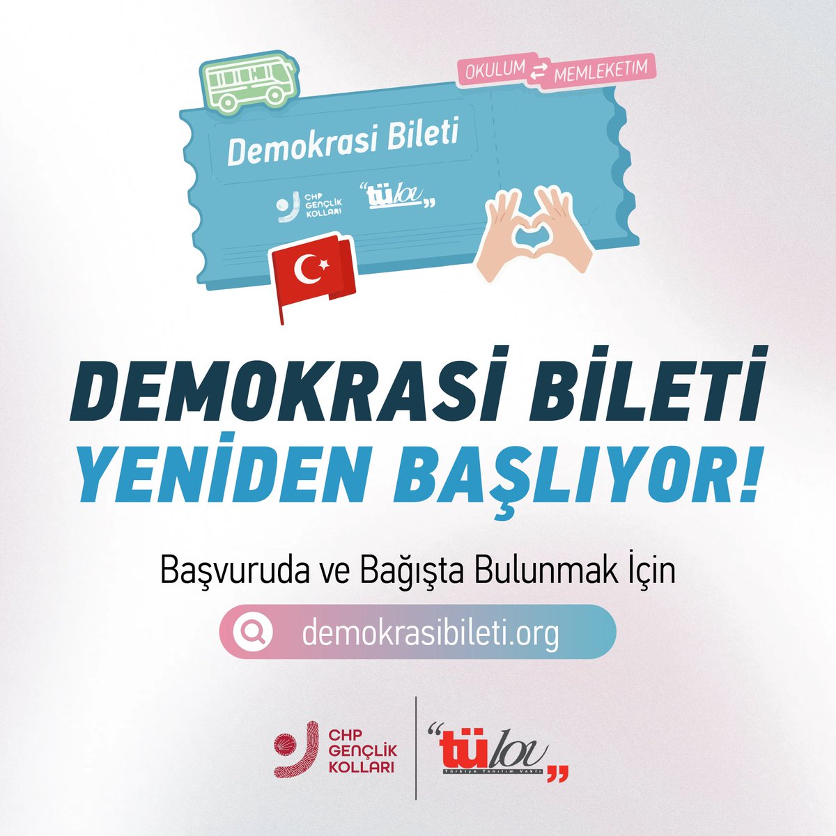 Engelleri birlikte kaldırdık, yeniden kaldıracağız🫶🏻

Üniversitelileri sandığa ulaştıran hareket DEMOKRASİ BİLETİ bağışlarınızı bekliyor.

demokrasibileti.org