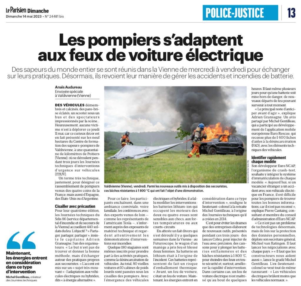 Merci <a href="/LeParisien/">Le Parisien</a> et <a href="/audureauanais/">anaïs</a> pour cet article en lien avec les #JTIUV du <a href="/sdis86/">@sdis86</a> ! <a href="/EuroNCAP/">Euro NCAP</a>