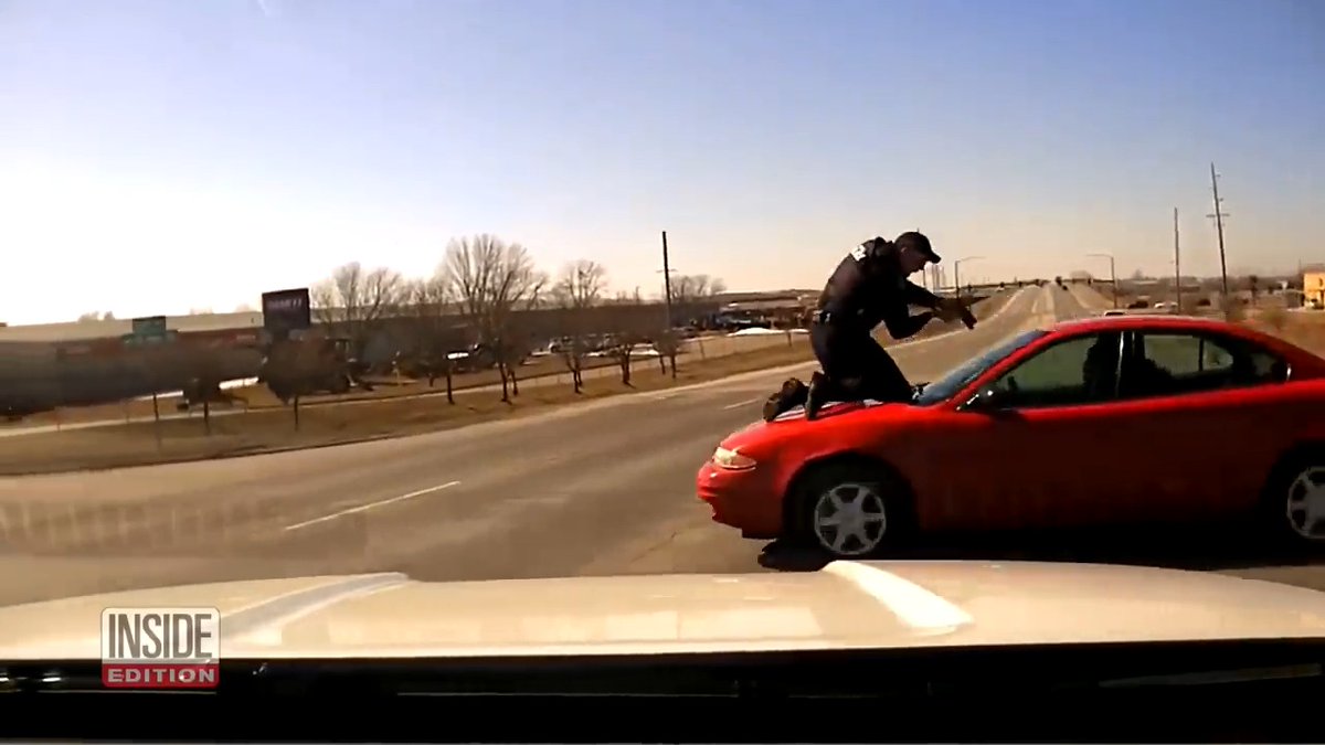 Inside Edition on Twitter "Police body camera footage captures the moment an officer clinged