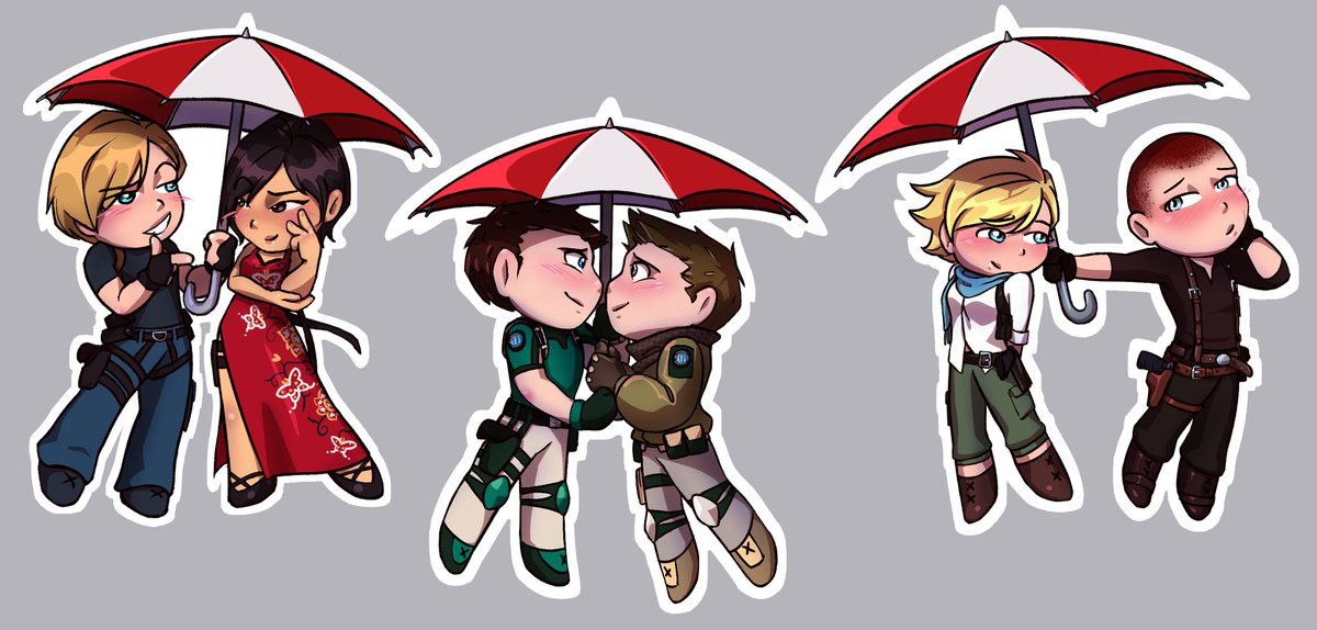 More shippy umbrella keychain designs.  The new two being carlosxJill and EthanxHeisenburgh.  
Included the rest to have a full set together. 

#ResidentEvil #Wintersberg #ResidentEvil3remake #ResidentEvilVillage