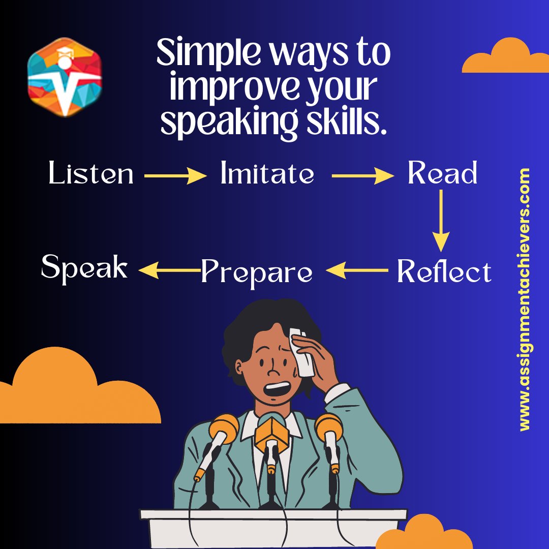 Stage fear? We are here with simple ways to improve your speaking skills. Enhance your communication skills under experts.
#assignmentachievers #communication #speakingskills #improveskills #enhancespeakingskills #learning #effectivetips