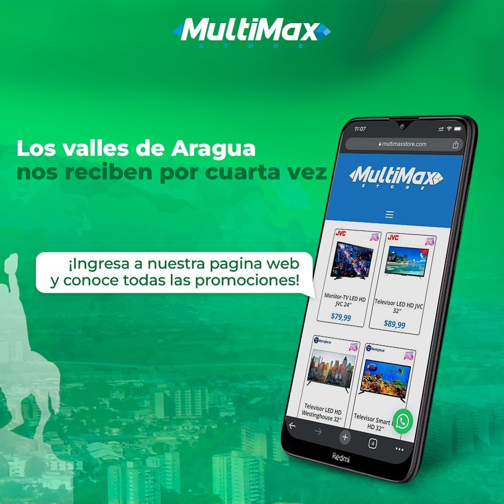 AgenciaCN's tweet image. ¡Seguimos creciendo juntos!🔥 . El estado Aragua nos recibe por cuarta vez. Llegamos a Cagua cargados de grandes sorpresas, de la mano de nuestros aliados comerciales.💙 . 📌multimaxstore.com @multimax_store . #MultiMaxStore #Multimarca #Promo… bit.ly/3ohrdU3