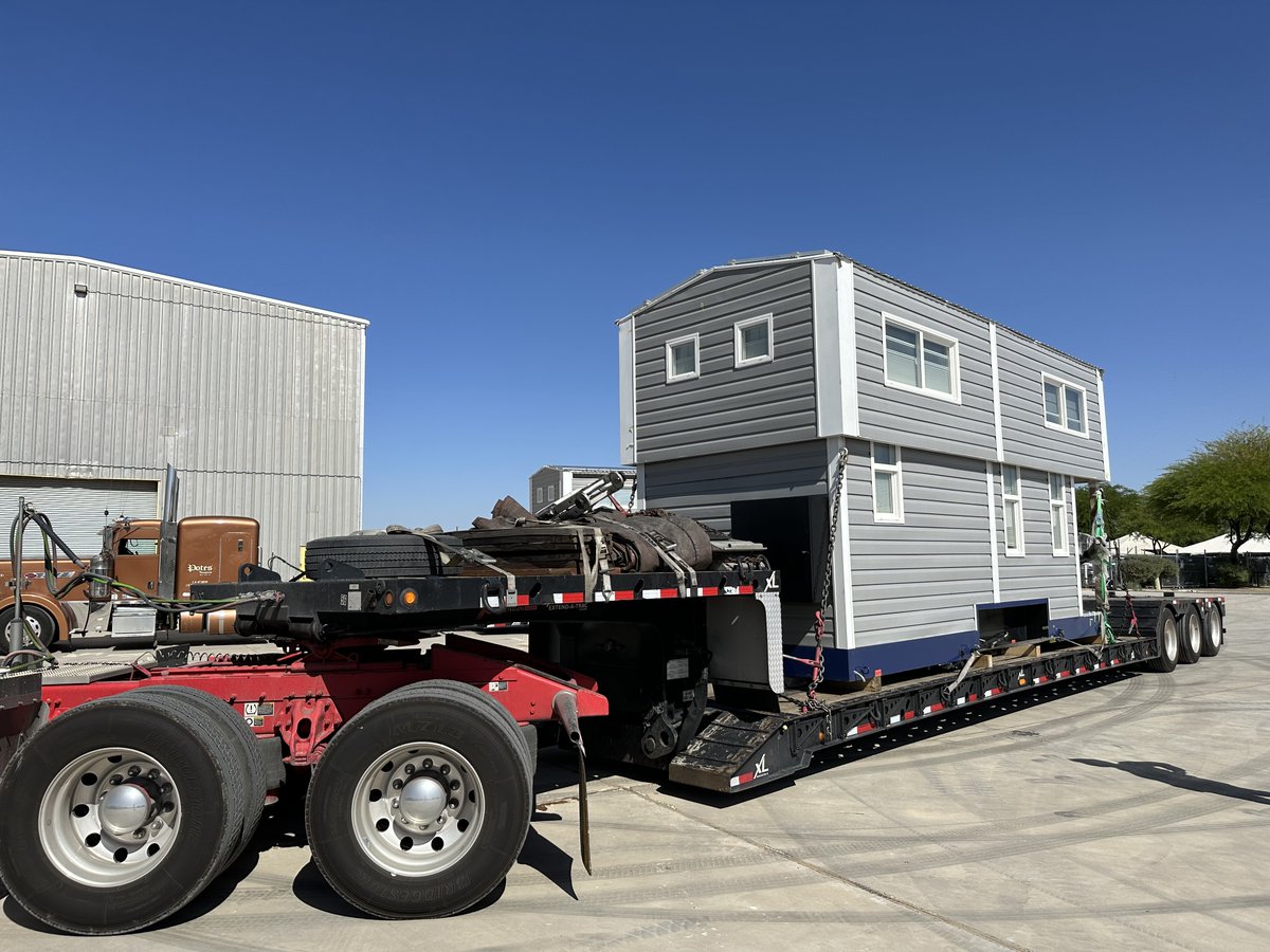 They're finally here! 😍 After much anticipation, these #tinyhomes have safely arrived to our worksite in AZ. We're now deep in the thick of final installations and look forward to delivering to customers shortly. Major milestones! 💪🌟 #tinyhouses #affordablehousing