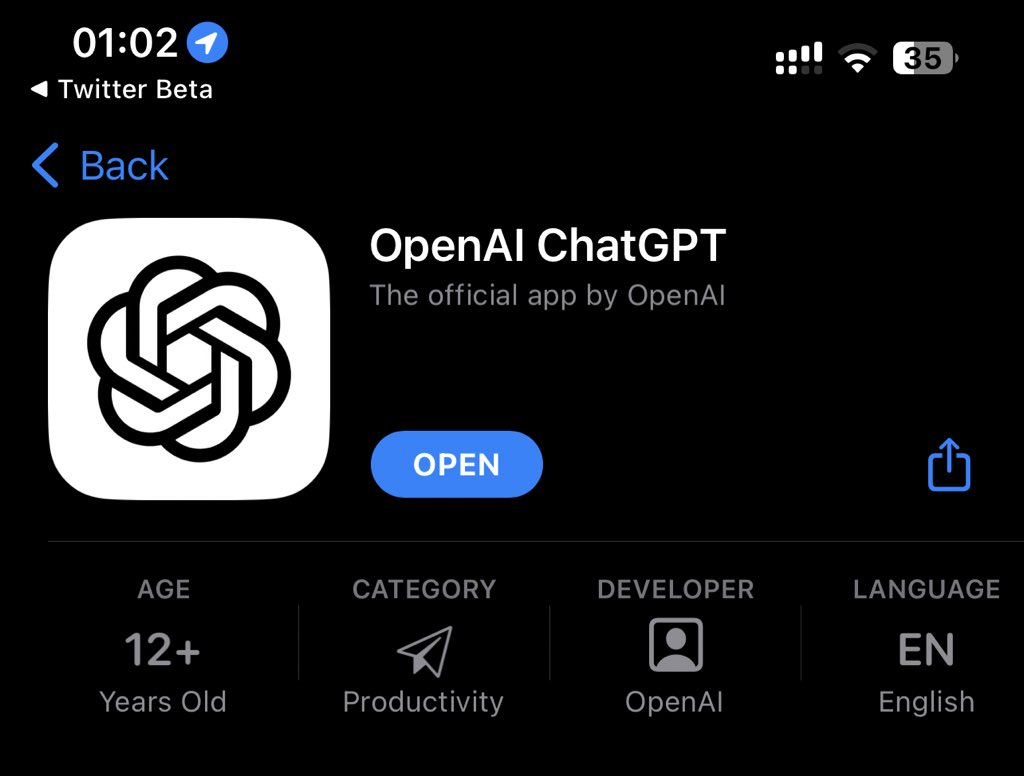 ChatGPT 官方 APP上架了🤤

第三方的app….