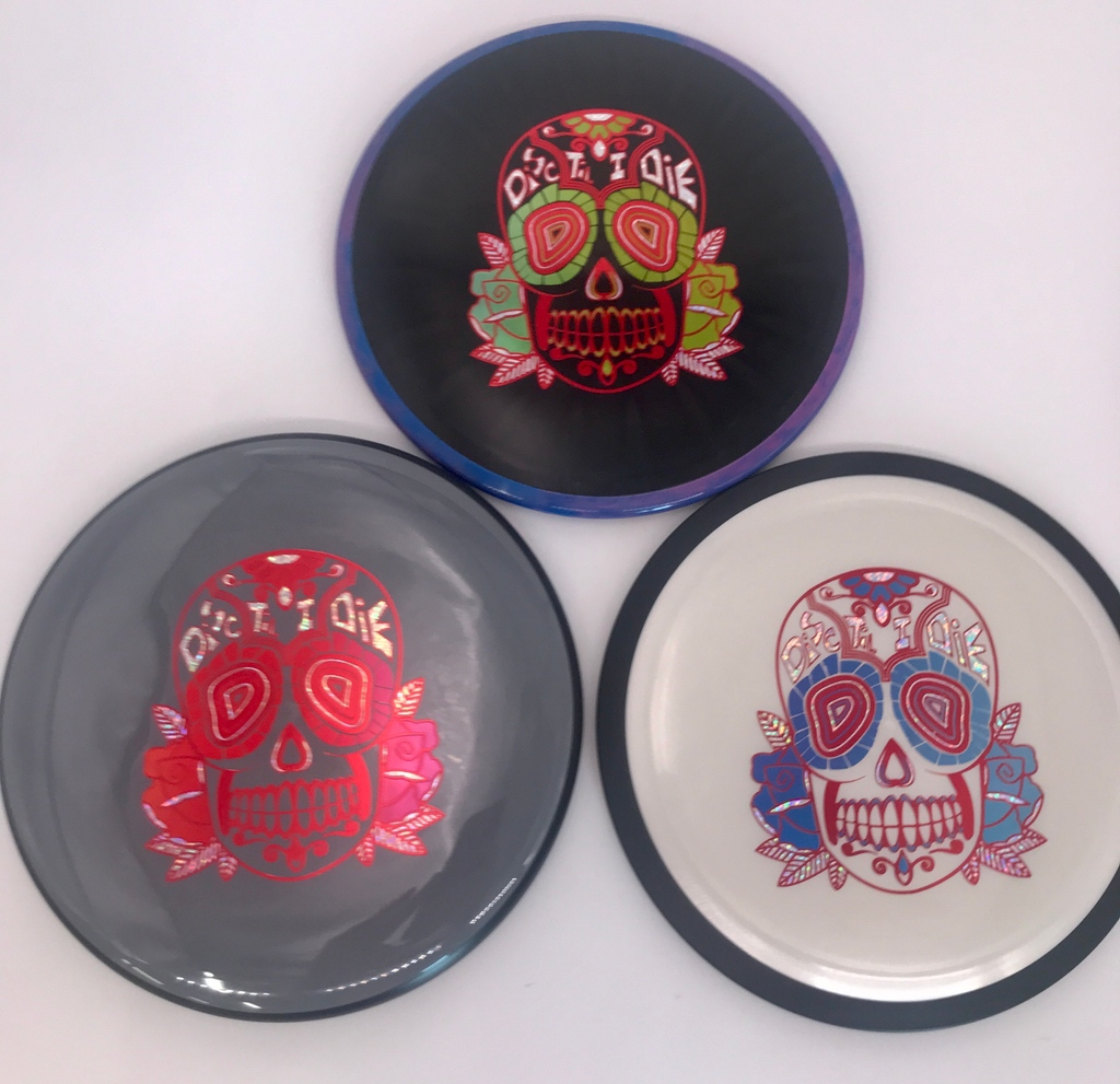DiscStore's tweet photo. Our newest custom stamps from @mvpdiscsports drop tomorrow!
Get your Disc Til I Die Plasma Zenith, Fission Crave or Neutron Soft Glitch now before they sell out!

#discgolf #frisbee #frolf #discgolfislife #discgolf #discstore #growdiscgolf #growthesport #disctilidie #sugarskull https://t.co/GyJxw5WnRH