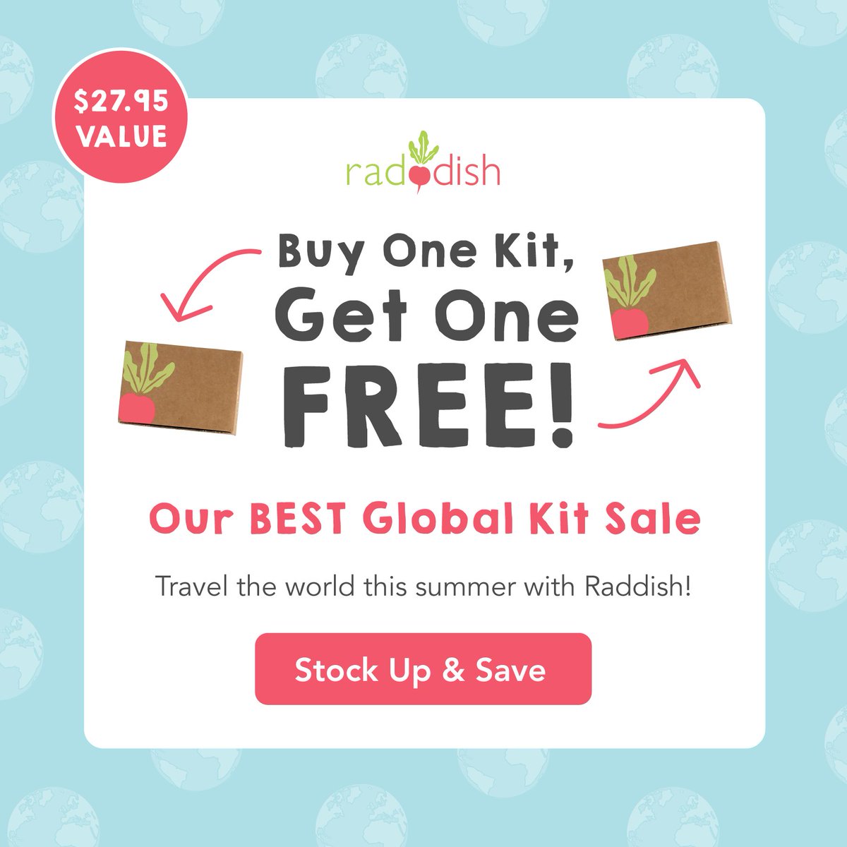 Travel the world this summer with Raddish! Check out our BOGO Global Sale! 🌎 $13.98/Kit When You Buy 2!

raddishkids.com/collections/gl…
