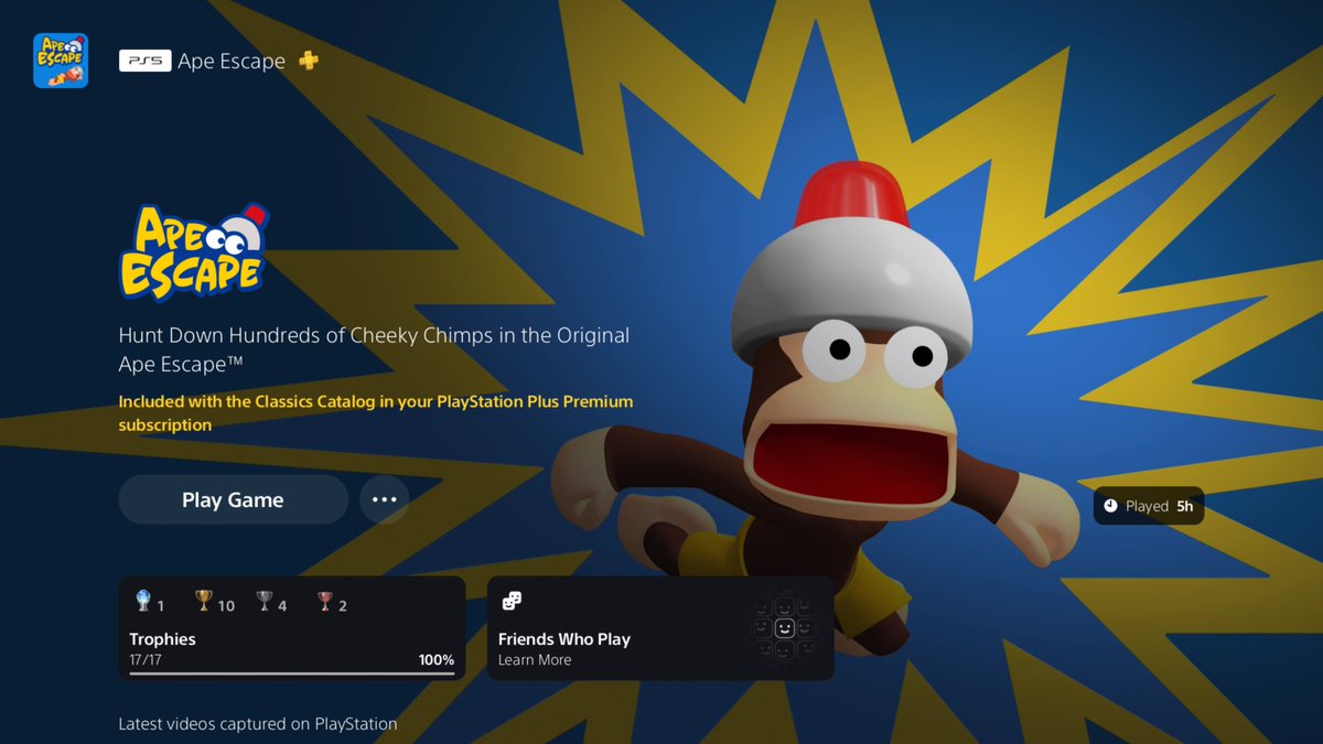 VenomFang__'s tweet photo. My PS+ sub is almost done and there was an upgrade option to try premium for cheap. There's a good selection of games they got. I was able to tackle some PS Classics 🏆💯🐒🐇#PS5Share #PSClassics #ApeEscape #JumpingFlash https://t.co/BvzLQpZc4X
