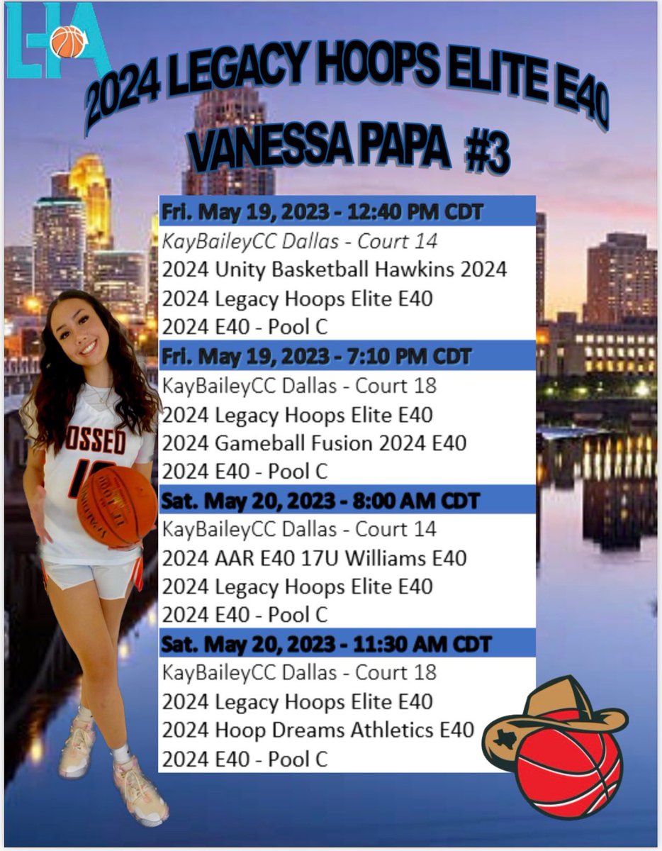 VanessaPapa4's tweet photo. My team and I will be at the Clash of the Clubs in Dallas, TX this weekend. Hope to see you there….🏀🏀🏀 #Family #Elite40 
@Legacy_HoopsAAU 
@CoachNishaMarie 
@OsseoGirlsHoops 
@DougErlien https://t.co/HFUad2ld09