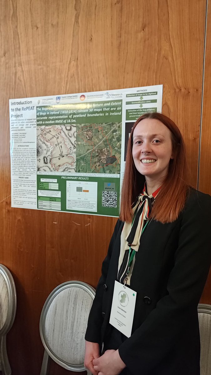 <a href="/lisaccoleman/">Lisa Coleman</a> presented a poster on her #PhD work <a href="/CIGWexford2023/">CIG 2023</a>.

Her work is part of <a href="/RePEAT_IRE/">RePEAT Project</a> project supervised by <a href="/eco_morley/">Terry R Morley</a> <a href="/mapalljohn/">Mapalljohn</a>. 
📸🛰️🌧️🌍

#CIG2023
#PeatECR
#PeatTwitter