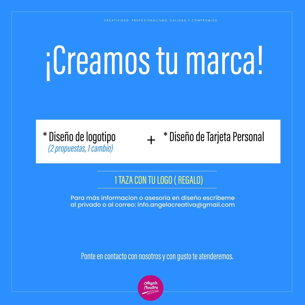 geliart's tweet photo. Hola! 
Soy Ángela y soy Diseñadora Gráfica. Si tienes un emprendimiento y estás buscando crear tu logotipo profesional para potenciar tu marca yo te puedo ayudar. 
Estoy ofreciendo un pack: logo + tarjeta personal y de regalo una taza con el diseño de tu logo. https://t.co/UyDC1GcyLI