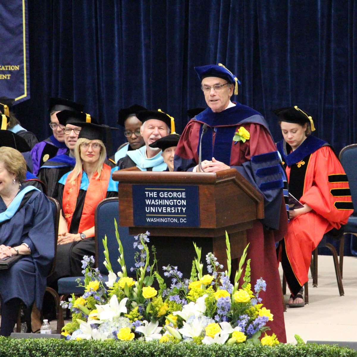 gwGSEHD's tweet photo. #ThrowbackThursday to last year's commencement. Get ready for an upcoming weekend of celebrating our newest GSEHD graduates! 💛💙 #gsehdGRAD https://t.co/nngqG0P8Wn