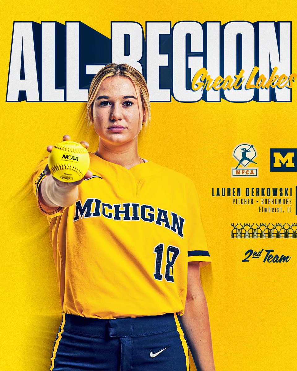 umichsoftball's tweet photo. @lexieeblairr @NFCAorg Michigan RHP @derkowski11 posted 18 wins with a 2.12 ERA, five shutouts and 223 Ks en route to @NFCAorg All-Region second team honors. 👏

Release: https://t.co/4qr1u9MGIK https://t.co/sY64n9MKkQ
