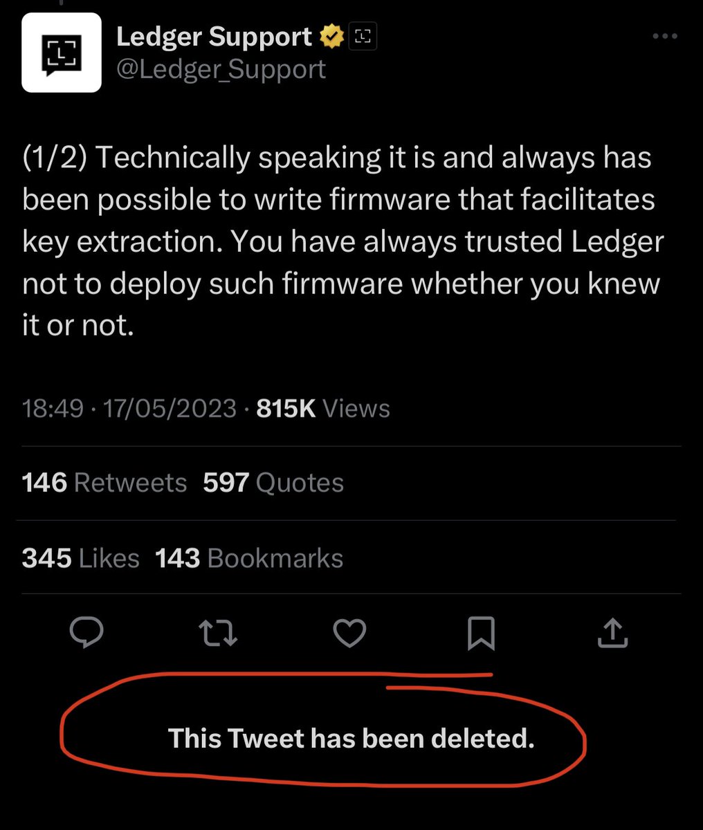 dustoshi_'s tweet image. 🫠 #OOOPS When you accidentally say the quiet part out loud. @ledger completely undermining itself in one (now deleted) tweet.

We need a HW that *actually* delivers on what ledger promised. That’s the bar.

#NotYourKeys #NYKNYC