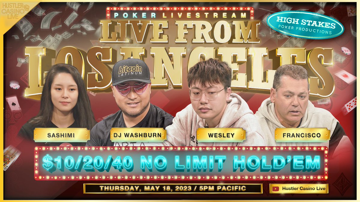 HCLPokerShow's tweet photo. TONIGHT!! 

$10/20/40 w/ @sashimipoker, @CryptoApprenti1, @DJWashburn_, Francisco, @LexOpoker1, @HilaryHCL, @NickVertucciNV &amp; more

Commentary by @DGAFPokerPlayer 

Watch it here: https://t.co/AdGMnzPxOy https://t.co/Rz7pxryvvY