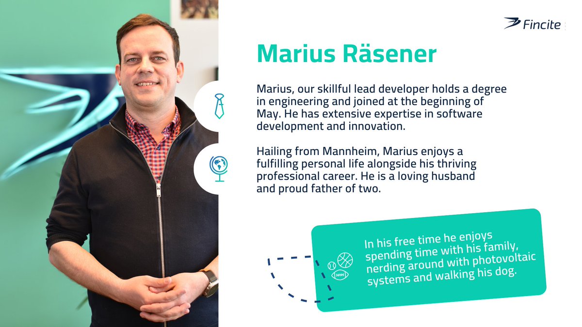 #FacesOfFincite

🚀 Welcome to the team Marius Räsener!

More about Marius? See his sed card below.

Want to be part of #FacesofFincite?
lnkd.in/eWJGRwgW

#InsideFincite #WealthTech #wealthmanagement #fintechstartup #banking