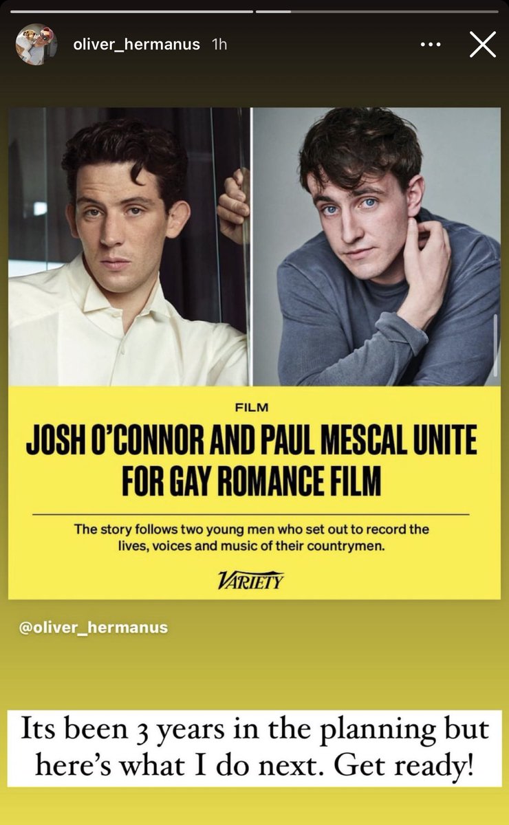 Oliver Hermanus confirms that his next project will be his adaptation of gay romance ‘THE HISTORY OF SOUND,’ starring Paul Mescal and Josh O’Connor.