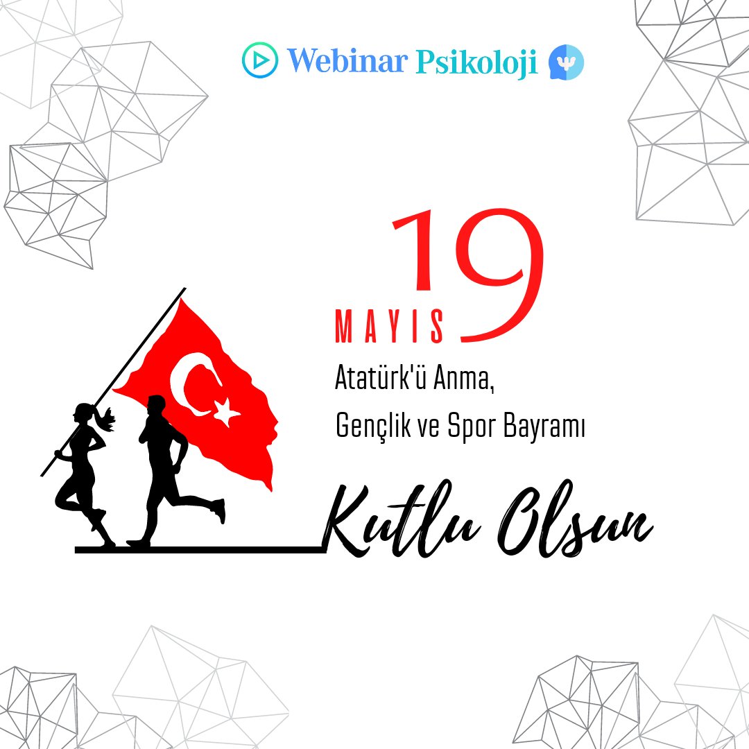 19 Mayıs Atatürk'ü Anma 😊, Gençlik 🏃🏃‍♀️ ve Spor ⚽️⚾️🥎🏀🏐⛳️🥅🎯Bayramımız kutlu olsun. 🎊🎉✨️ #19mayıs #19mayıs1919 #19mayısatatürküanmagençlikvesporbayramı #atatürk #gençlikvesporbayramı #webinarpsikoloji #webinar