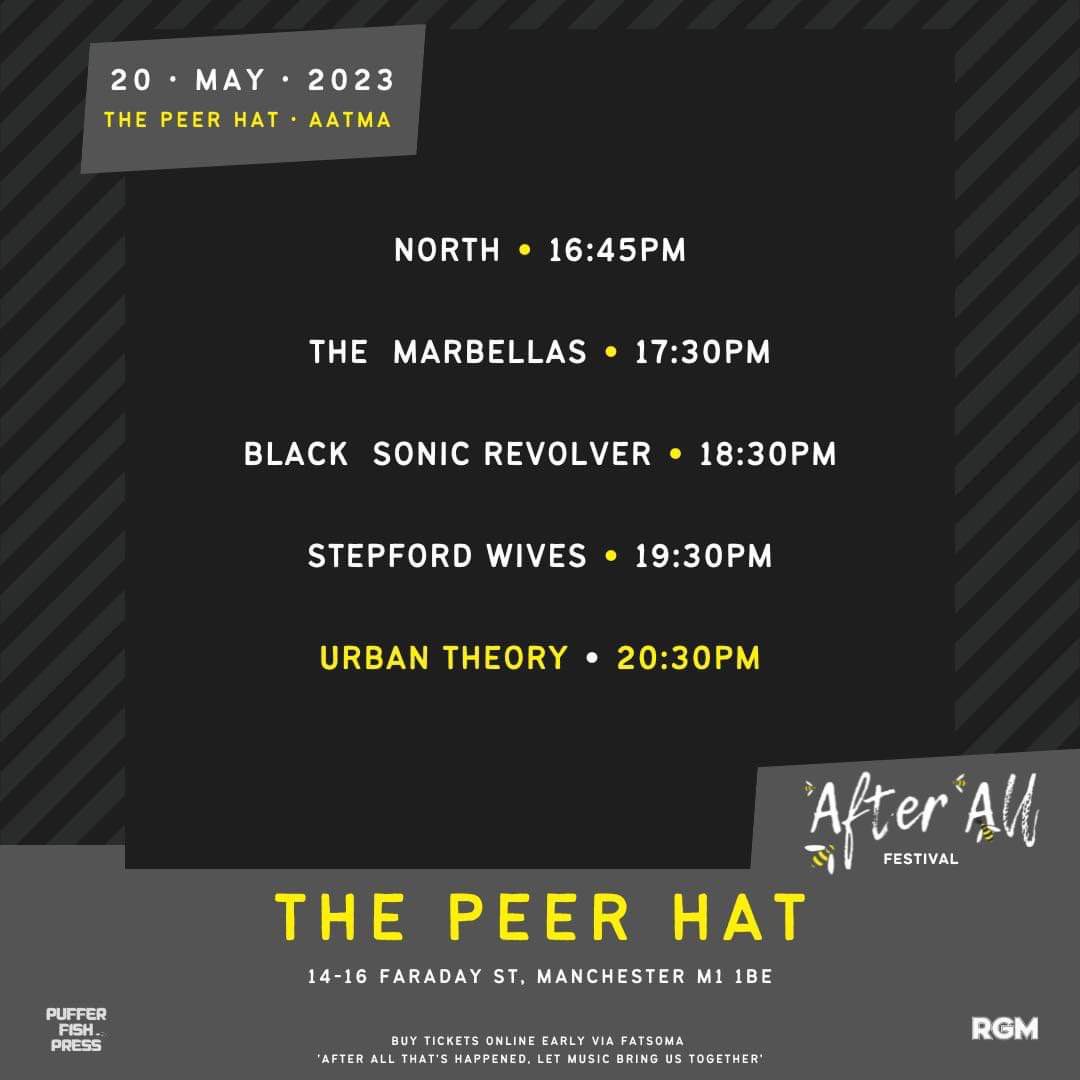 AfterAllFest's tweet photo. Headlining The Main Stage (@The_Peer_Hat), is @urbantheoryband!

Supported by @stepfordwivesuk, @BSRevolver, @marbellasband, &amp; @StuNorthMan.

Sponsored by @RGMMAGAZINE &amp; @presspufferfish!

Get your tickets now: https://t.co/6CDNTeOcM0 https://t.co/XZTT9zwdOc