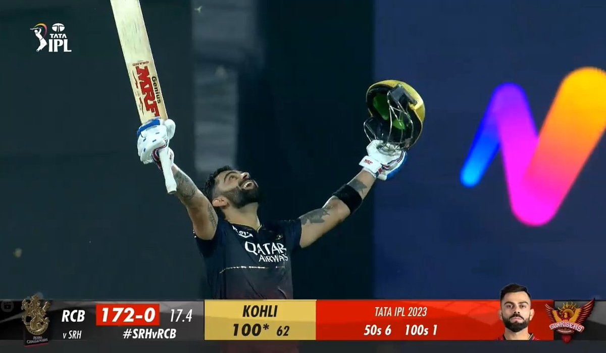mufaddal_vohra's tweet photo. 18th May 2016 - Virat Kohli smashed an IPL century with stitches.

18th May 2023 - Virat Kohli smashed an IPL century in a virtual knockout match. https://t.co/SmFdt5HpCr
