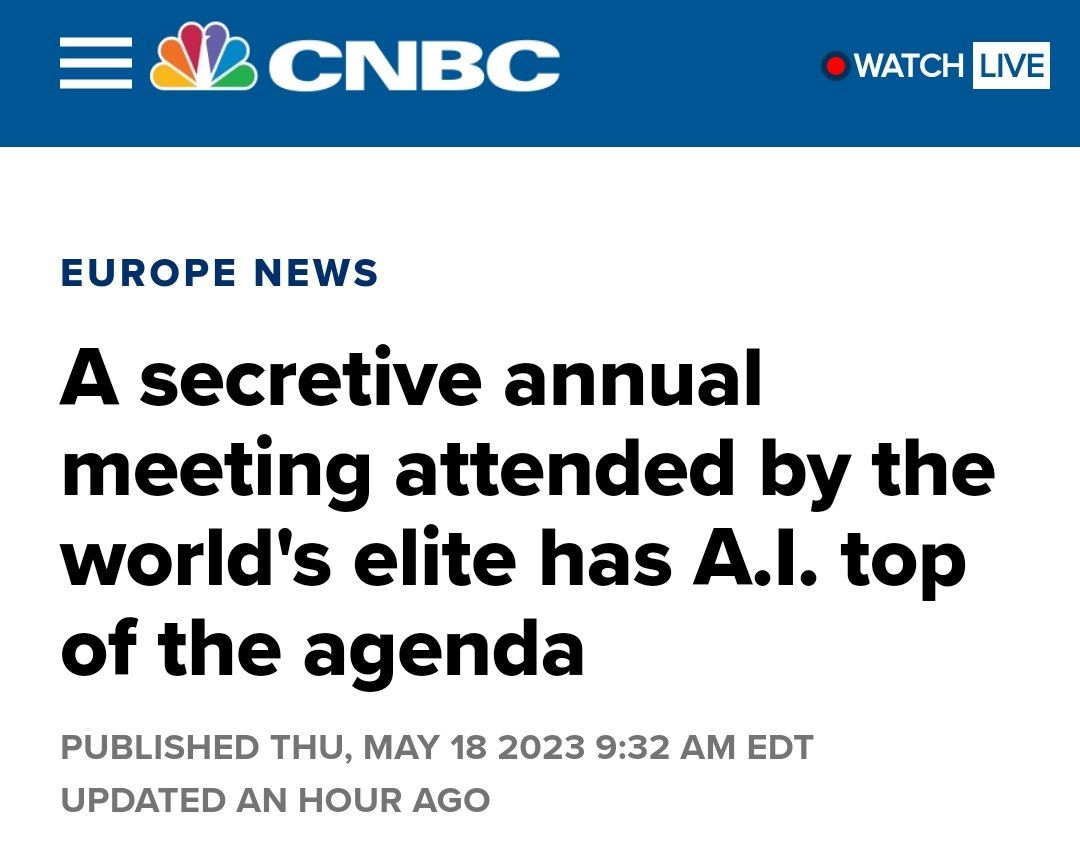 🌐 Bilderberg - A secretive annual meeting attended by the world's Elite has A.I. top of the agenda.

OpenAI CEO will join forces with key leadership from Microsoft, DeepMind and Google on Thursday as the secretive Bilderberg Meeting kick-starts.

#OpNWO #DeletetheElite