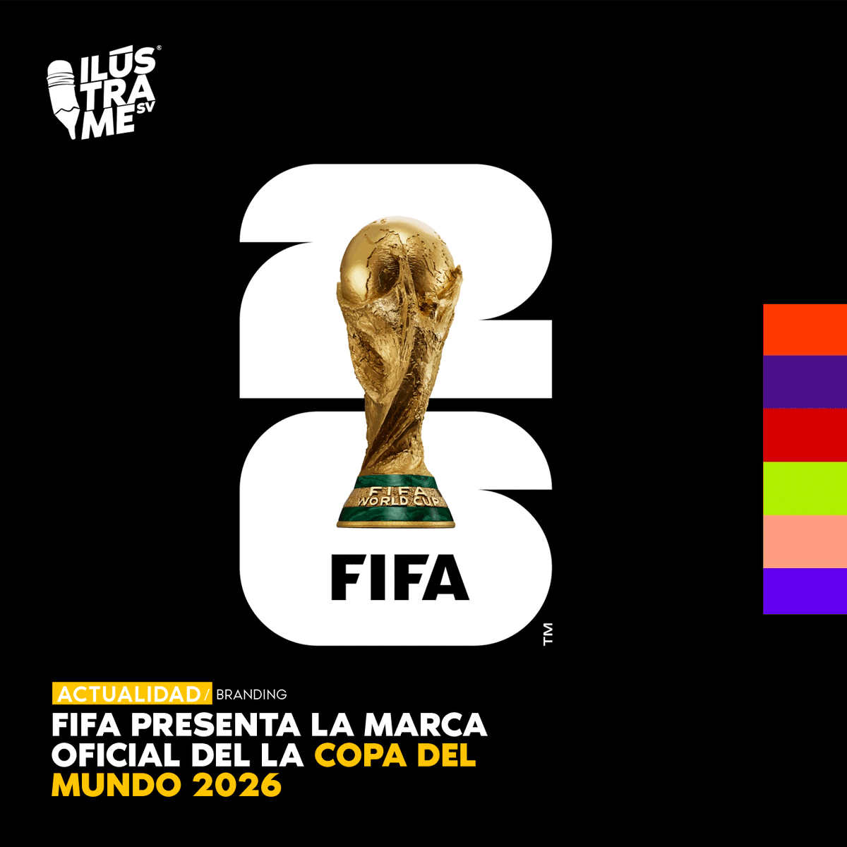 Ilustramesv's tweet photo. ACTUALIDAD | BRANDING
La FIFA presentó el logotipo y la 'marca oficial' de la Copa del Mundo de 2026 que será organizada de manera conjunta por México, Estados Unidos y Canadá. 🇺🇸🇲🇽🇨🇦🏆⚽
#Ilustramesv #ElSalvador #Guatemala #actualidad #FIFAWorldCup #WeAre26 https://t.co/KhfSzyiPjY