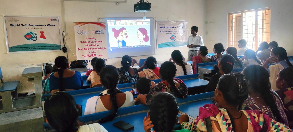 On #WorldHypertensionDay ( May17) an awareness and screening session for community members and village volunteers of D Yerravaram village, Anakapalli district I "Promoting uptake of Low sodiUm iodized salt by Rural &amp; urban households in India: The PLURAL study."
#LowSaltChallenge