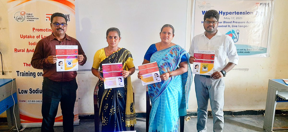 thePHFI's tweet photo. On #WorldHypertensionDay ( May17) an awareness and screening session for community members and village volunteers of D Yerravaram village, Anakapalli district I "Promoting uptake of Low sodiUm iodized salt by Rural & urban households in India: The PLURAL study."
#LowSaltChallenge https://t.co/Fx3ghWIYst
