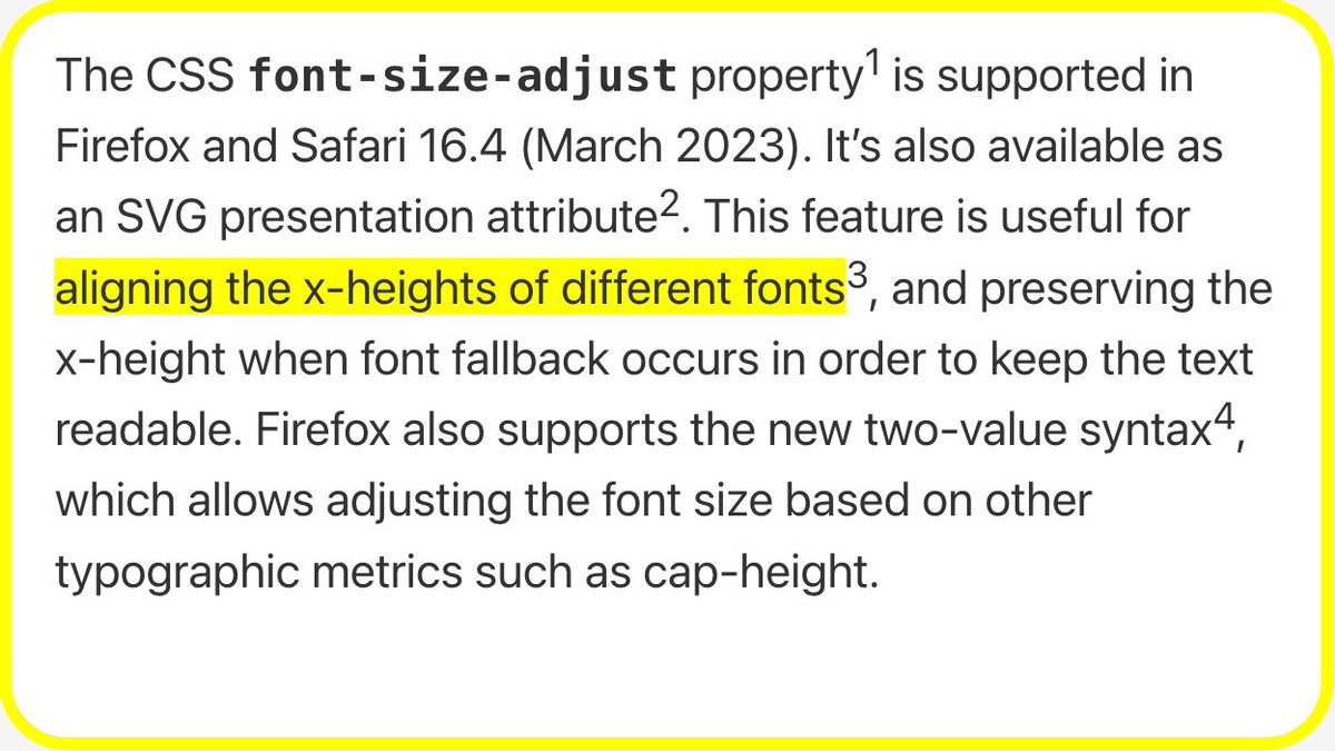 WebPlatformNews's tweet image. Align and preserve x-height with CSS font-size-adjust webplatform.news/#1684430340000