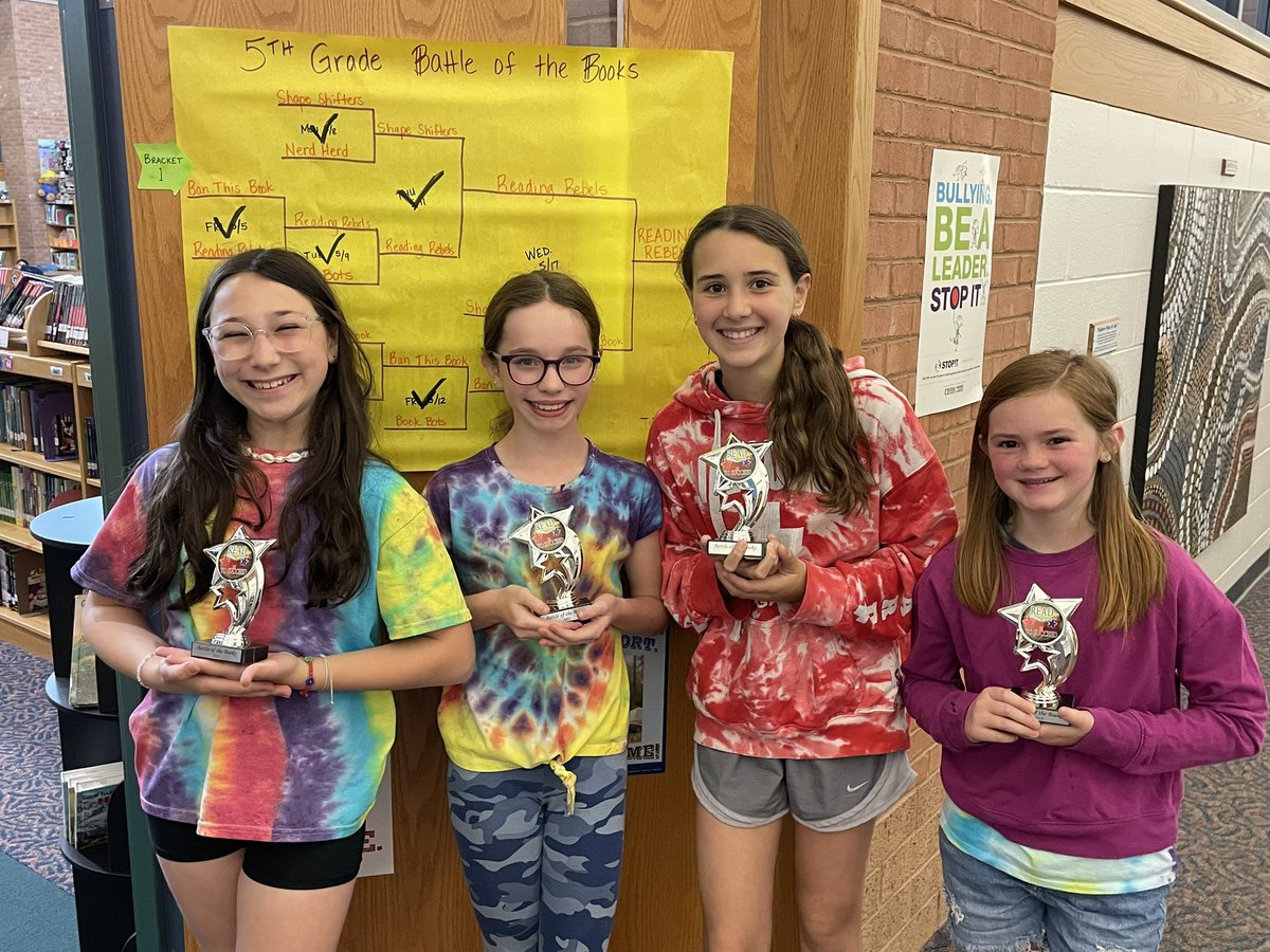 5th Grade Battle of the Books Champions... Reading Rebels! 🍒🌳❤️📖 That's a repeat of last year, right Rebels? Proud of all our Battlers this year! 🏆 <a href="/CTEPatriots/">Cherry Tree Patriots</a> <a href="/myccs/">myccs</a>