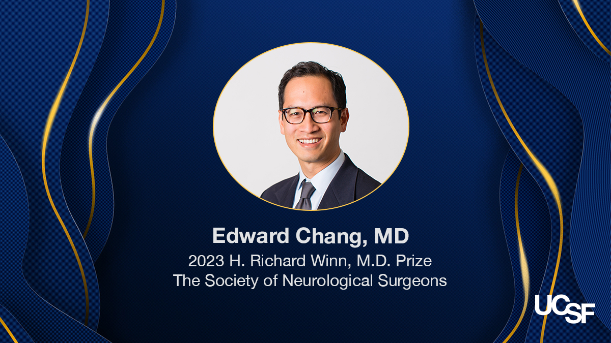 Congratulations to our department chair Edward Chang, MD, on receiving @SNS_Neurosurg's Winn Prize! 🎉 He is the 2nd @UCSF neurosurgeon to be honored with this prestigious award recognizing an outstanding commitment to neuroscience research. #SNS2023 #UCSFproud @CNS_Update