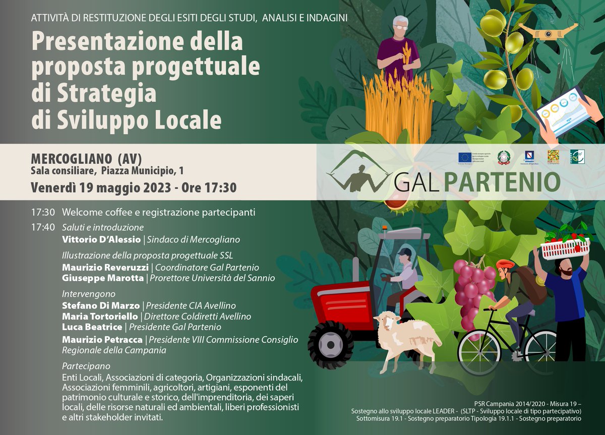GALPARTENIO's tweet photo. Domani a Mercogliano (ore 17.30 - Sala consiliare) presentazione della proposta progettuale di Strategia di Sviluppo Locale

#galpartenio https://t.co/vCO7gJKcCZ