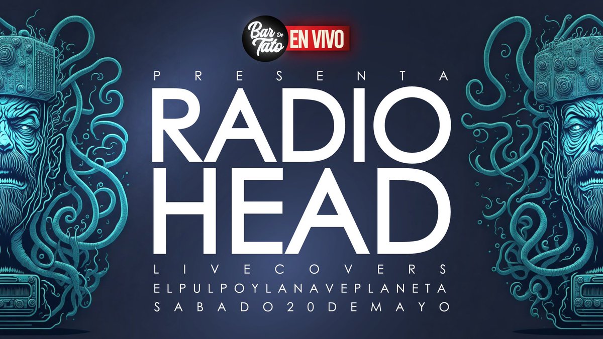 bardetato's tweet photo. Ufffff este parche está IMPERDIBLE. Lo mejor de RadioHead a cargo de pulponaveplaneta 🔥🙌🏻

Este sábado 20 de mayo en el #BarDeTato Live Covers 💿🎤

¡Los esperamos! https://t.co/0xW4foBci6