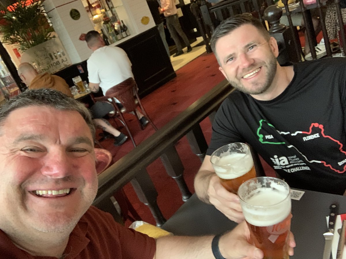 Day one of #RhineandVine complete and we’re safely in Colmar.

Cursing @DawsonG248 from @spinalinjuries on the hills as “he made me do it” 😂

This beer 🍺 tastes amazing.

#TeamSIA
#TeamCFG
