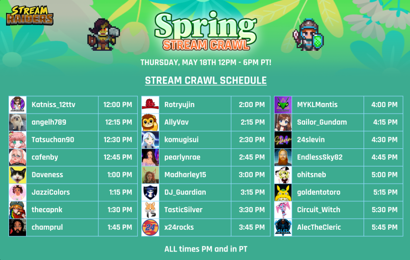 Daveness85's tweet photo. Tonight!! A manic rush across the raiderverse to visit as many captains as possible! Hope to see a few of you on the battlefield and in the chat, it should be a fun 15 mins!! :D 9PM UK time for my segment!
#StreamRaiders #StreamCrawl #Spring https://t.co/6uFqzmK2e7
