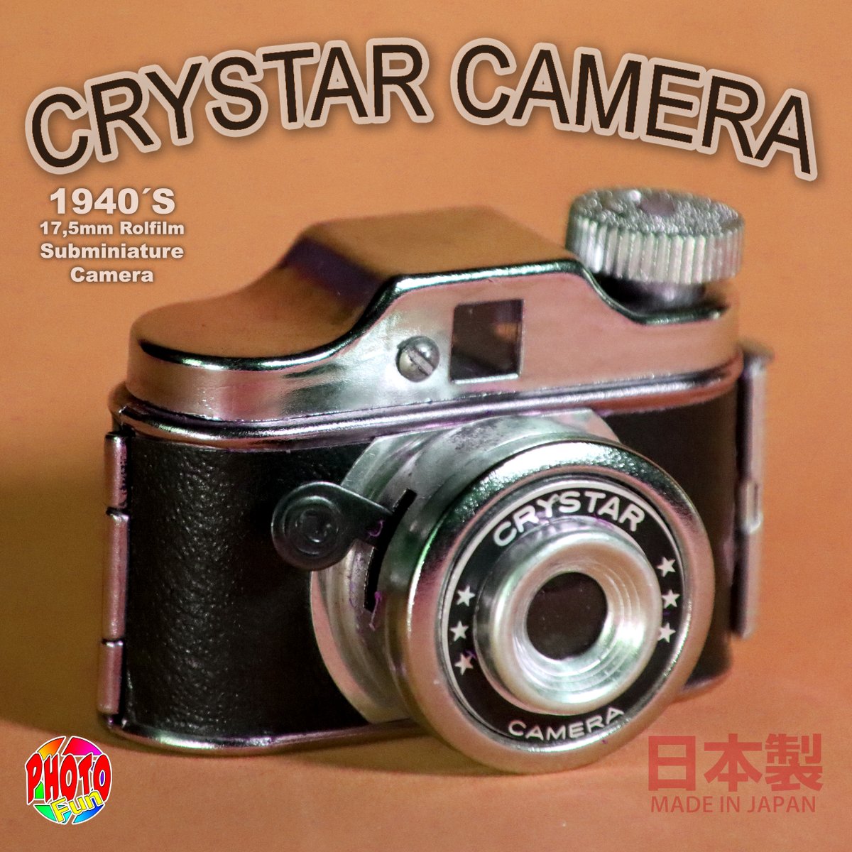 Crystar Subminiature Camera 1940´s 17,5mm Rollfilm Mad in Japan #crystar #subminiaturecamera #japan #camera #photography #photocamera #analogphotography #rollfilm #photofun