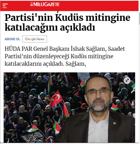Daha düne kadar Hüda-Par'ı tüm organizasyonlarına davet ediyorlar

Makamlarında karşılayıp ağırlıyorlardı.

Şimdi Ak PArti ile ittifak yapınca adamlara domuz bağcı demeye başladılar

En düşündürücü olan ise Saadet'in buna sessiz kalması!

Vicdanlarını 10 milletvekiline satmışlar!
