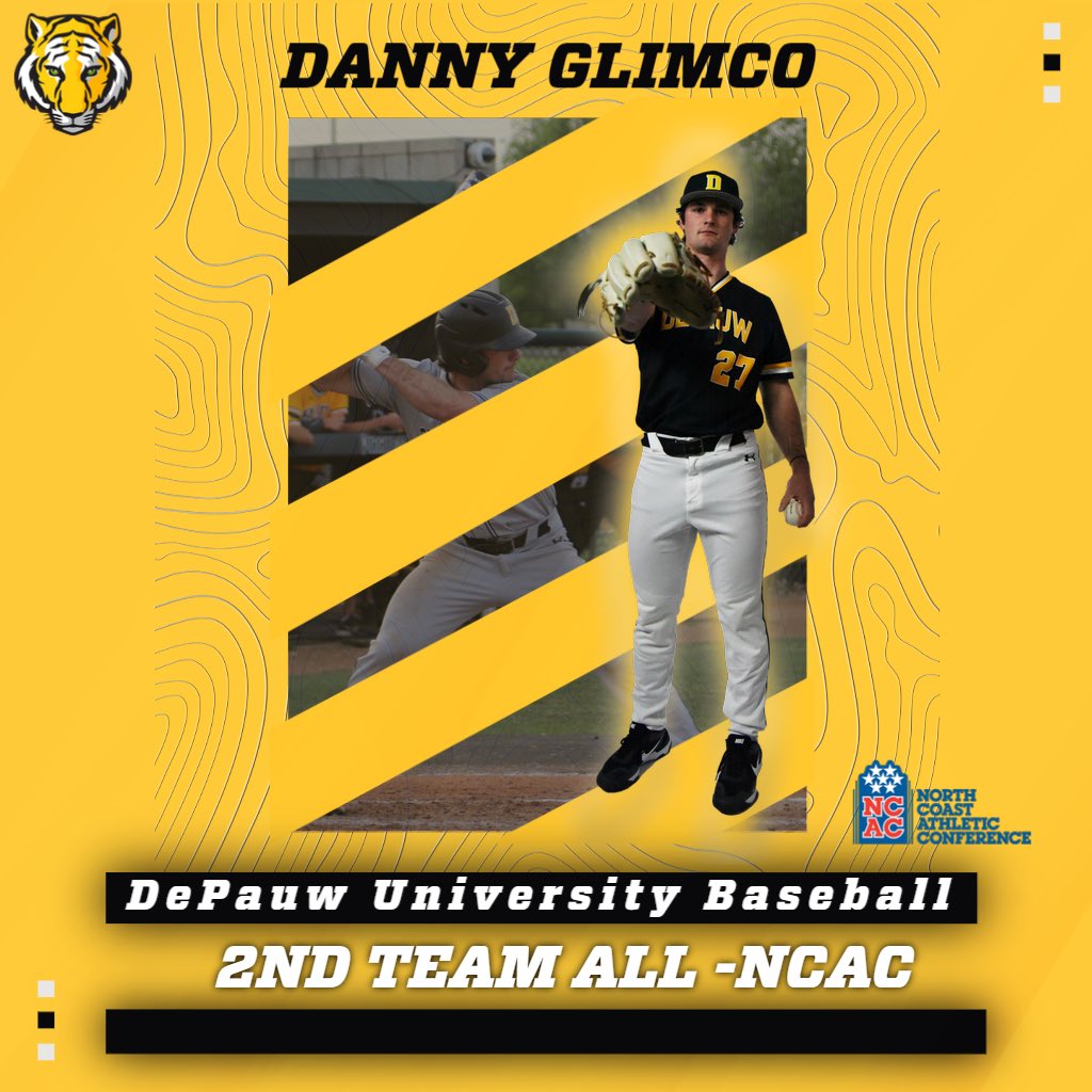 DePauwAthletics's tweet photo. The @NCAC just released the All-NCAC Baseball selections and three members of the @DePauwBaseball team were selected! Congratulations Tigers! 

#TeamDePauw #d3baseball https://t.co/v2XjwwoP0P