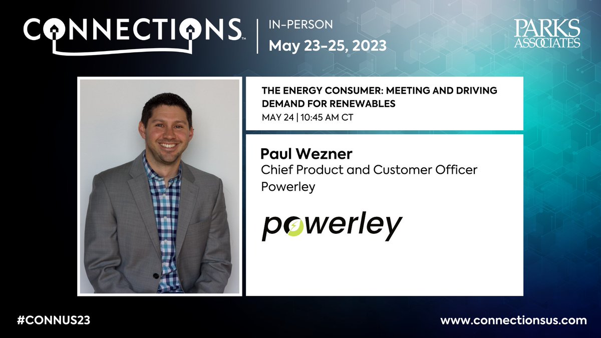 Announcing panelist @PaulWezner of @powerley speaking at #CONNUS23 #inperson on May 24 at 10:45 AM CT. Register for Conference + Free Workshop using code: CONN23-FreeResearch bit.ly/42h4W7b#Energy #RenewableEnergy #SmartHome