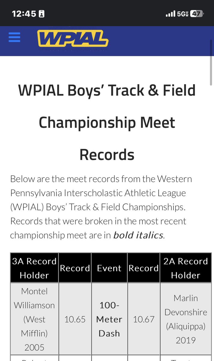 Austyn Winkleblech unofficially set a new WPIAL record on his semi finals race