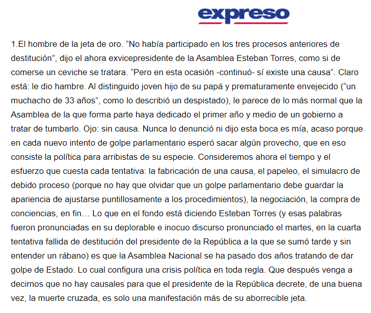 raguilarandrade's tweet photo. El problema con Baby Torres es que me da los artículos prácticamente escritos. El texto completo, para suscriptores de @Expresoec, en este enlace: https://t.co/G8fOmVIqDf https://t.co/Sbark3hHnC