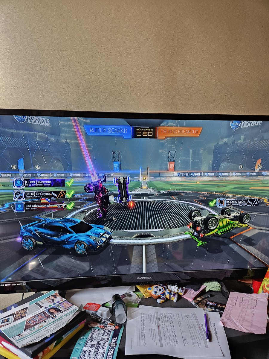 RonnieMattson's tweet photo. @RocketLeague kinda fair eh? 3v1 AT THE START OF THE 1PM TOURNAMENT https://t.co/tL5th1NGix