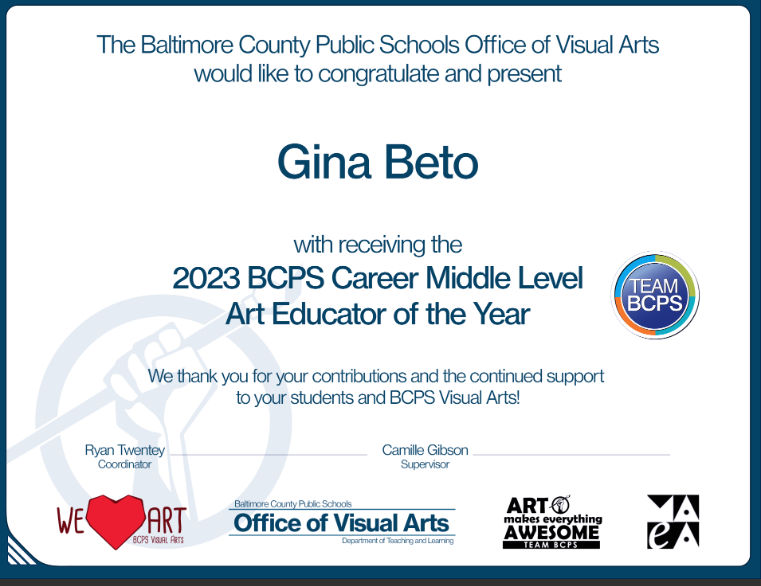 Congrats to our very own Mrs. Beto! We always new she was amazing... and now BCPS officially confirmed it!