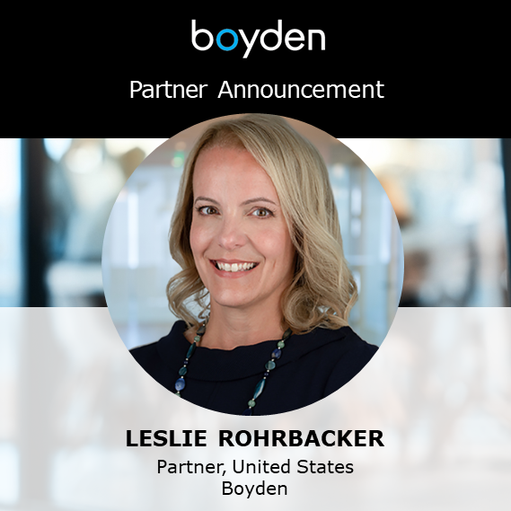 Boydensearch's tweet photo. Announcement: We are pleased to welcome #board member, #HR leader and #legal expert Leslie Rohrbacker as Partner, #BoydenUS. Part of our #Summit team, Leslie joins Boyden's global CEO & Board Services, HR and #Healthcare & #LifeSciences practices >> https://t.co/7CDtnKhqX3 https://t.co/iDOO5lr0bG